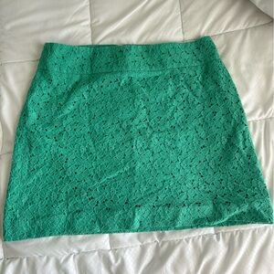 LOFT Green Eyelet Skirt